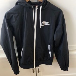 Black Nike Windbreaker with white zipper